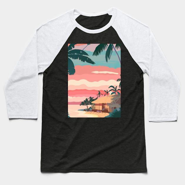 Hawaii Painting Baseball T-Shirt by maxcode